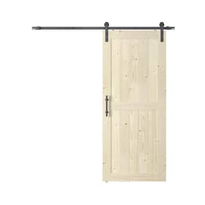 K Series 36 in. x 84 in. Knotty Unfinished Wood Sliding Door with Hardware Kit