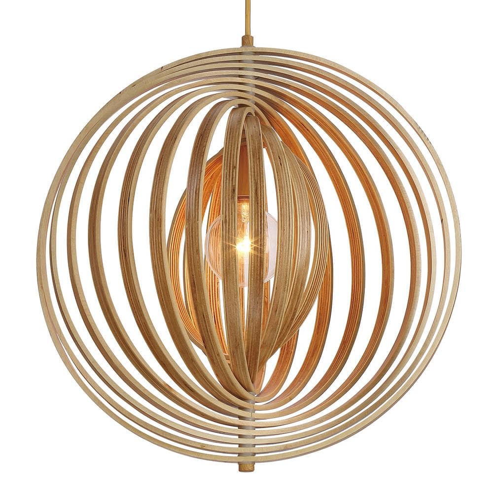 Abruzzo 19" Natural Wood Globe Pendant Light