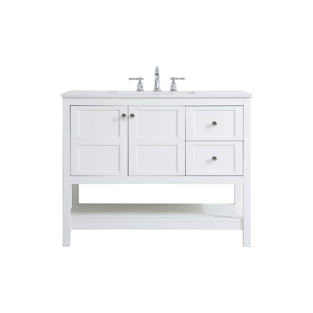 Timeless Home 42 in. W x 22 in. D x 34 in. H Single Bathroom Vanity in Whit