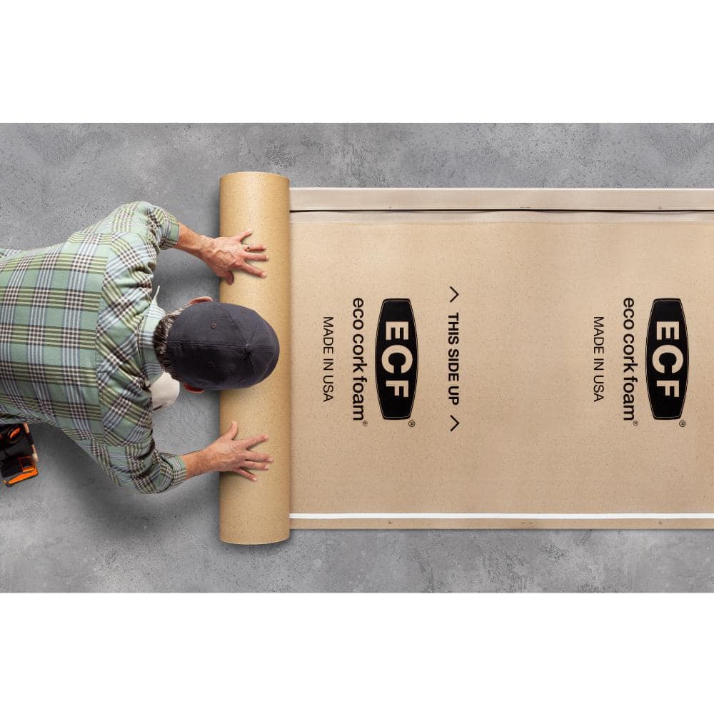 Eco Cork Foam 75 sq. ft. 3 ft. x 25 ft. x 3.2 mm Waterproof Premium Plus 10-in-1 Underlayment - Vinyl Plank, Laminate, Engineered Wood