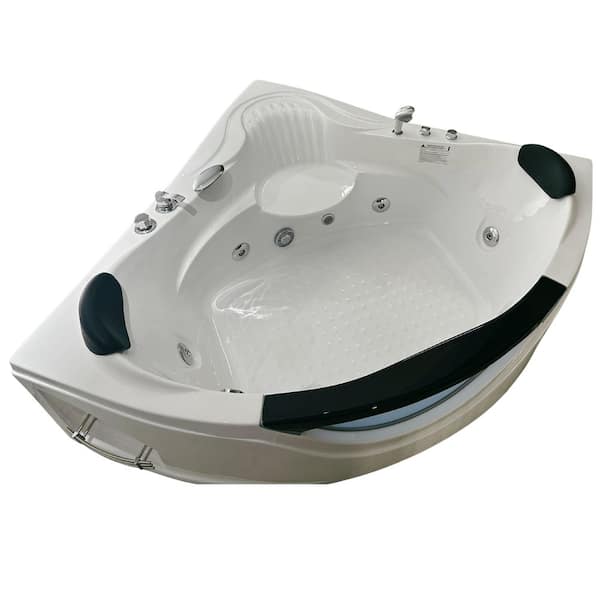 59 in. x 59 in. 2-Person Whirlpool Bathtub with Center Drain in White