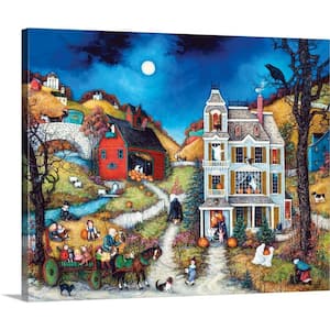 20 in. x 16 in. "Halloween Hay Ride" by Linda Nelson Stocks Canvas Wall Art