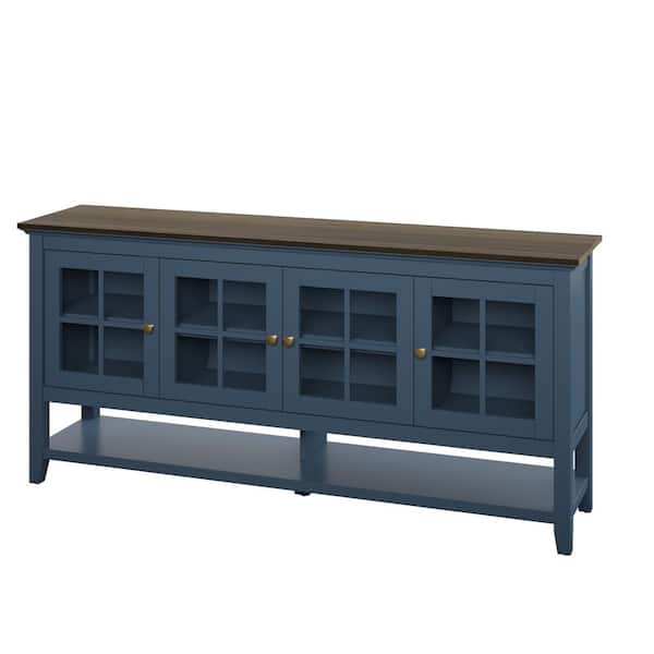 Twin Star Home Modern Farmhouse Fontana Blue Sideboard with Glass