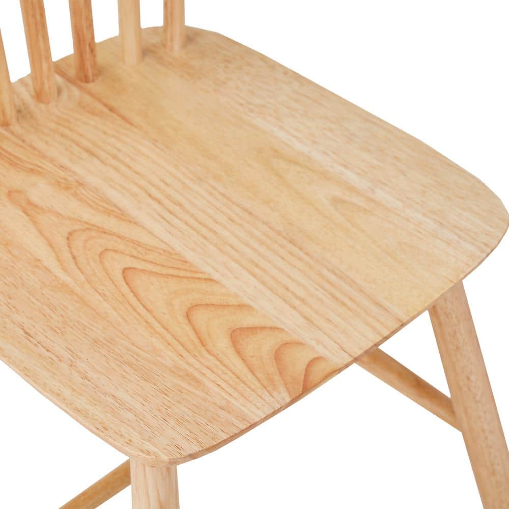 Natural High Back Windsor Solid Wood Dining Chairs Set of 4