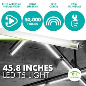 25-Watt/54-Watt Equivalent 45.8 in. Linear T5 Type A LED Tube Light Bulb, Daylight 5000K, 25-pack