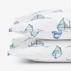 Company Cotton Sails White Multi Cotton Percale King Pillowcases (Set of 2)