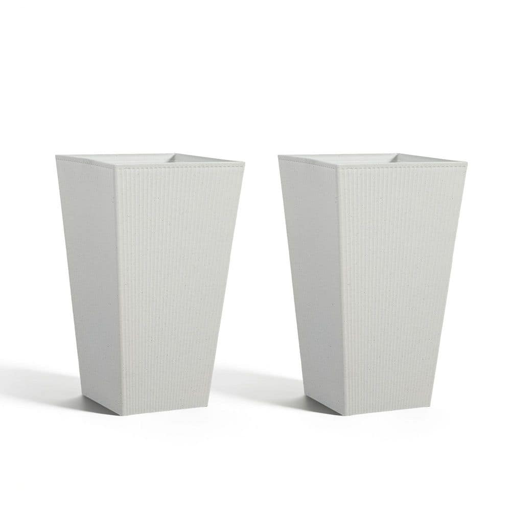 16 in. Top Dia x 28.3 in. H White PE Cone Outdoor Planter with Drainage Holes (2-Pack) price history on PriceWatchPro