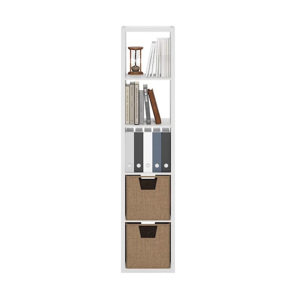 Furinno Cubicle 71.93 in. Tall White Wood 5-Cube Bookcase