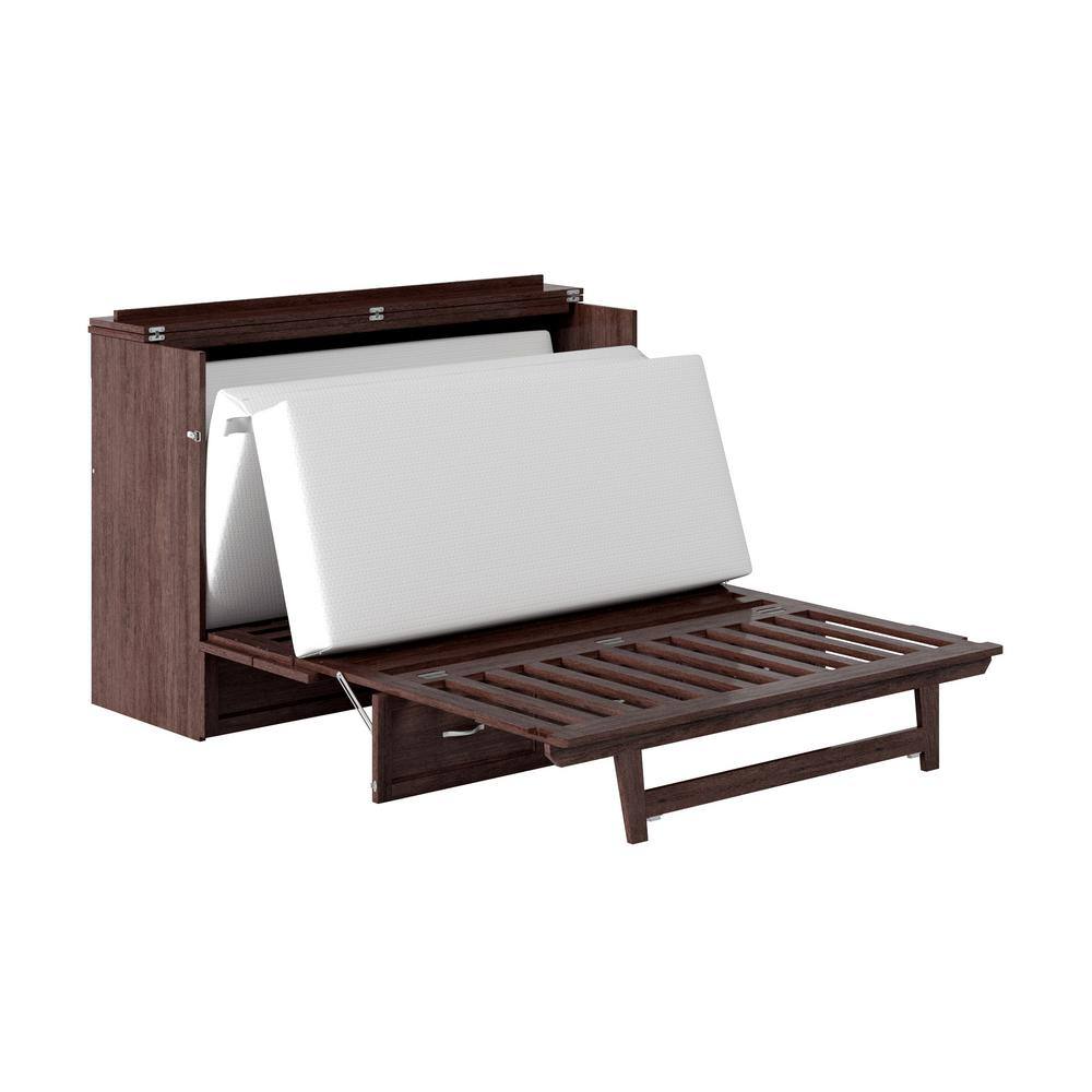 Burnt Amber Queen Murphy Bed Chest with Charging Drawer