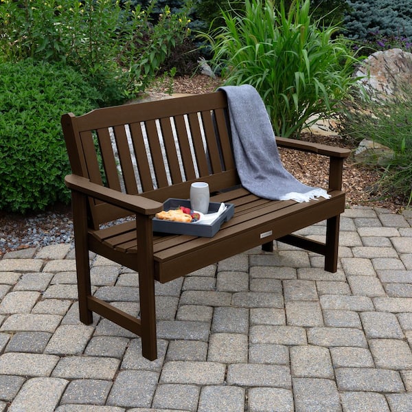 Lehigh 4 ft. 2-Person Weathered Acorn Recycled Plastic Outdoor Garden Bench