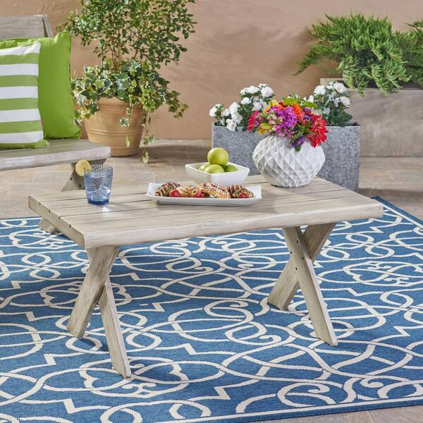 Noble House Esmeralda 40 in. Light Gray Medium Rectangle Wood