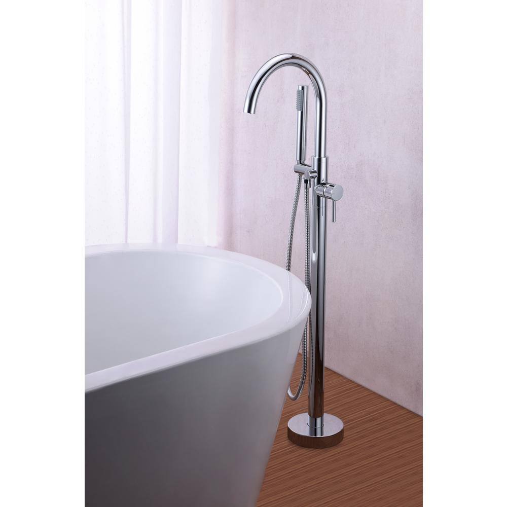 Polished Chrome Freestanding Clawfoot Tub Faucet with Hand Shower