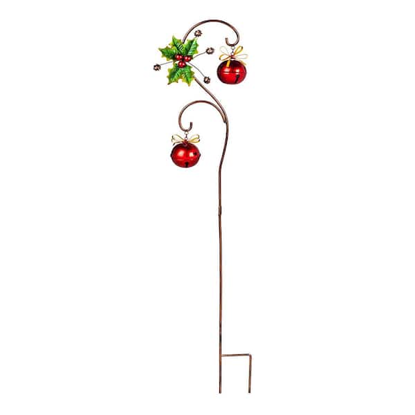 Evergreen Jingle Bell Garden Stake, Red Bells