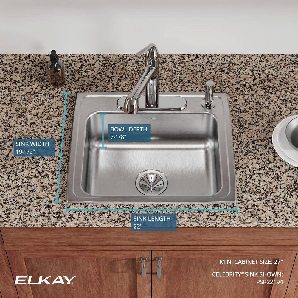 Elkay 22" Stainless Steel Single Bowl Drop-In Kitchen Sink