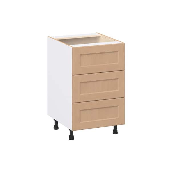 Lakewood 21 in. W x 24.5 in. D x 34.5 in. H Assembled Shaker Drawer Base Kitchen Cabinet in Sugar Cookie with 3-Drawers