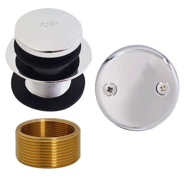 Brass Bathtub Overflow Panel For Single-Hole Drains – Replacement Face Plate With Mounting Plate & 3 Screws, Fits Most Standard Tubs (Silver)