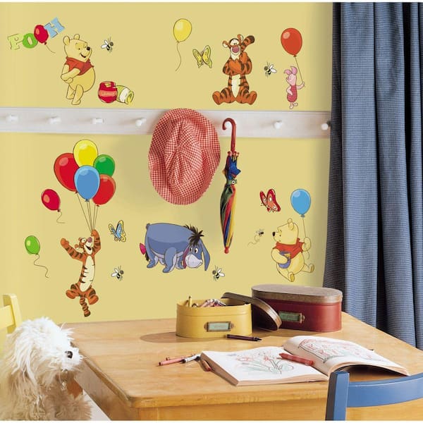 RoomMates 10 in. x 18 in. Winnie the Pooh - Pooh and Friends 38-Piece Peel and Stick Wall Decal - US/MEXICO/