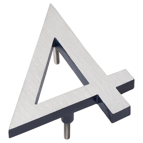 4 in. Satin Nickel/Navy 2-Tone Aluminum Floating or Flat Modern House Number 4