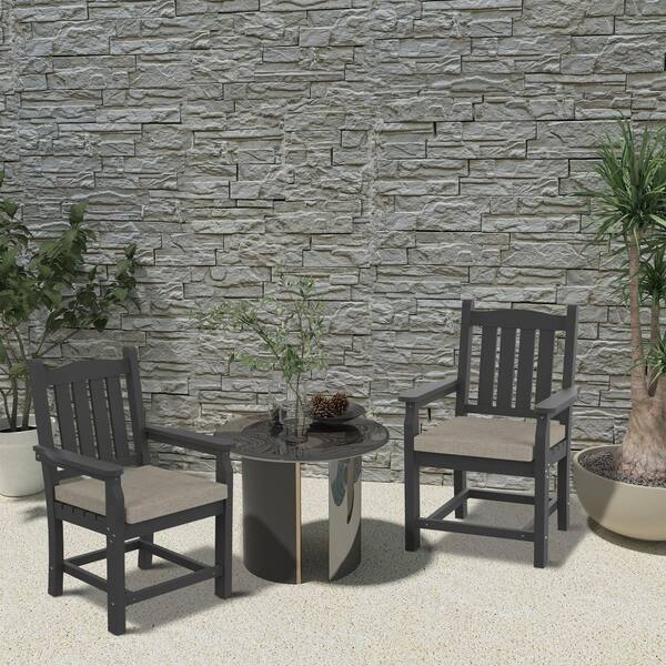 Mondawe Valkyrie Gray Plastic Outdoor Dining Arm Chair with Gray Bean  Cushions (2-Pack) JO-ML1907 - The Home Depot