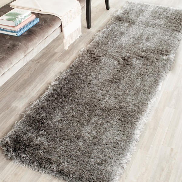 Paris Shag Silver 2 ft. x 12 ft. Solid Runner Rug