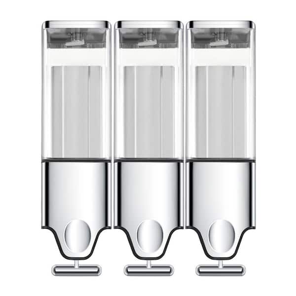 3 in 1 Quadrate Dispensers, No Drilled Wall Mounted Shower Soap Dispenser, Conditioner Dispenser, Shampoo Dispenser