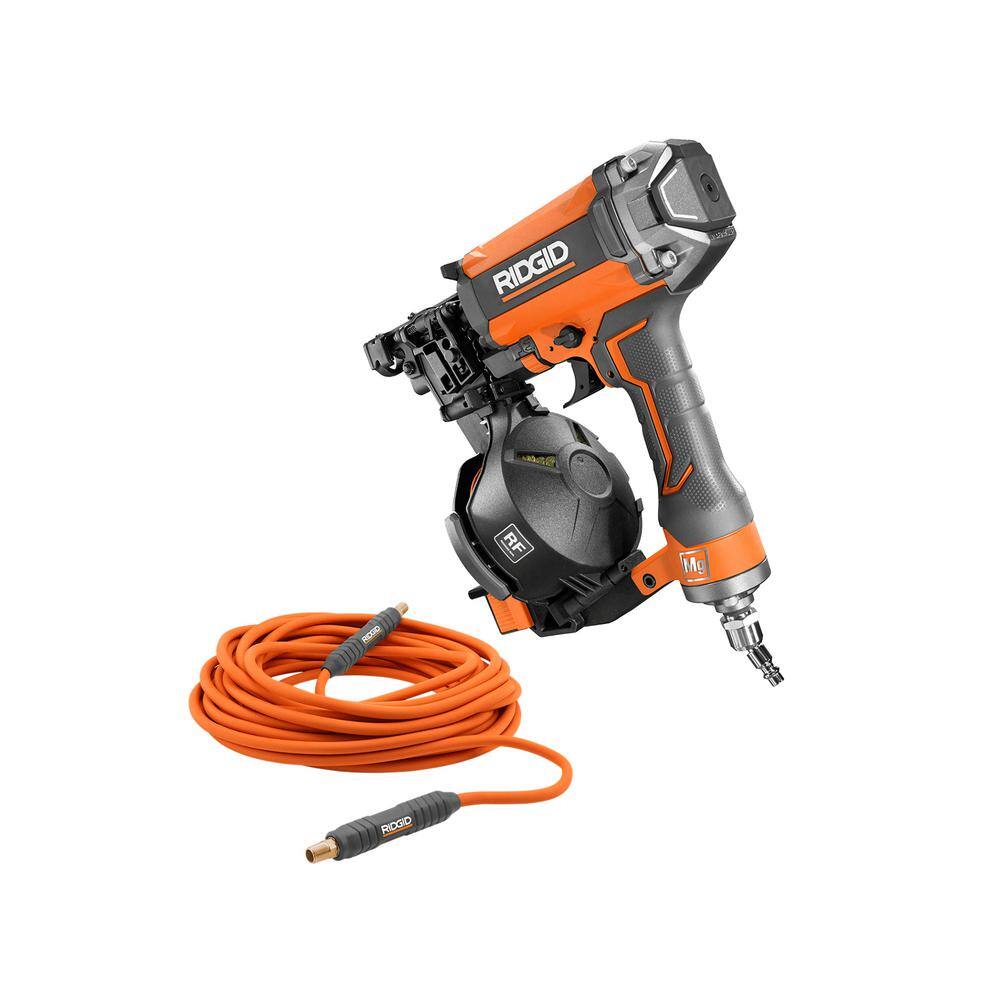 RIDGID Pneumatic 15-Degree 1-3/4 in. Coil Roofing Nailer with 1/4 in. 50 ft. Lay Flat Air Hose R175RNF-R5025LF Sansujyuku sansujyuku.com