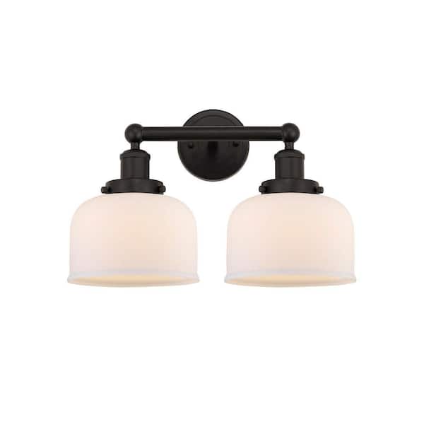 Bell 15.5 in. 2-Light Oil Rubbed Bronze Vanity Light with Glass Shade