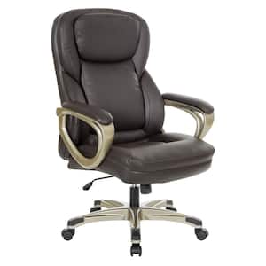 Executive Cream Bonded Leather Office Chair with Cocoa Coated Nylon Base