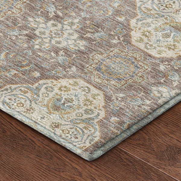 Mayfield Premium Machine Washable Abstract AMF2483 Mocha 9 ft. x 12 ft. Area Rug