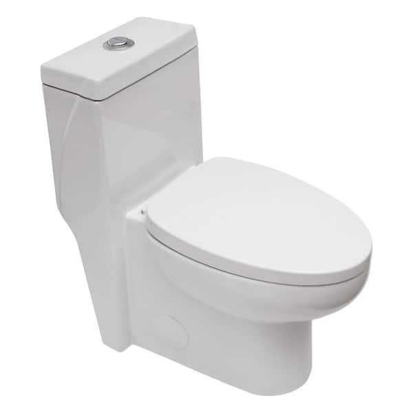 Amucolo One-Piece 1.6 GPF Comfort Height Dual Flush Elongated Toilet in White with Soft Clsoing Seat