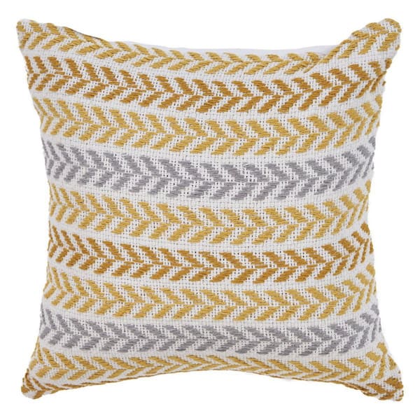 Orange Geometric Polyester 18 in. x 18 in. Throw Pillow Set of 4