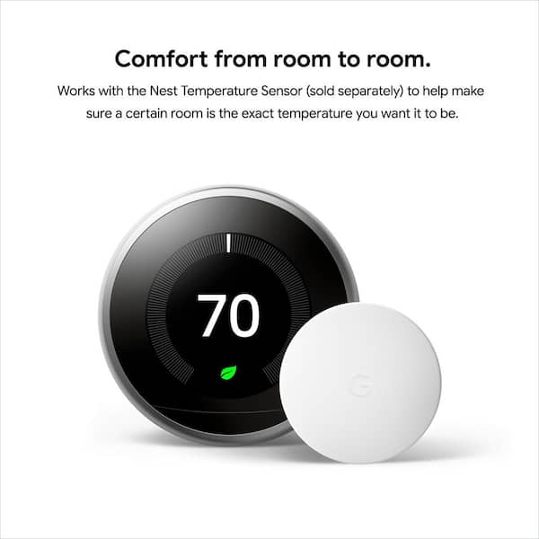 Google Nest Learning Smart Wifi Thermostat Stainless Steel T3007ES
