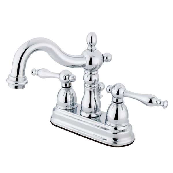 Kingston Brass Heritage 4 in. Centerset 2-Handle Bathroom Faucet with Plastic Pop-Up in Polished Chrome