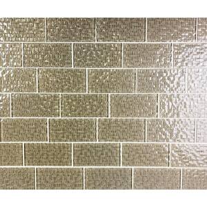 Textured Design Olive Brown 3 in. x 6 in. x 0.2 in. Glossy Glass Subway Wall Tile (10 Sq. Ft./Case)