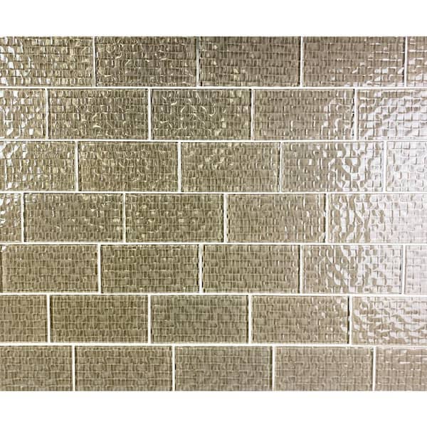Metro Wave Olive Brown Subway 3 in. x 6 in. Glossy Textured Glass Decorative Wall Tile (0.125 sq.ft./Each)