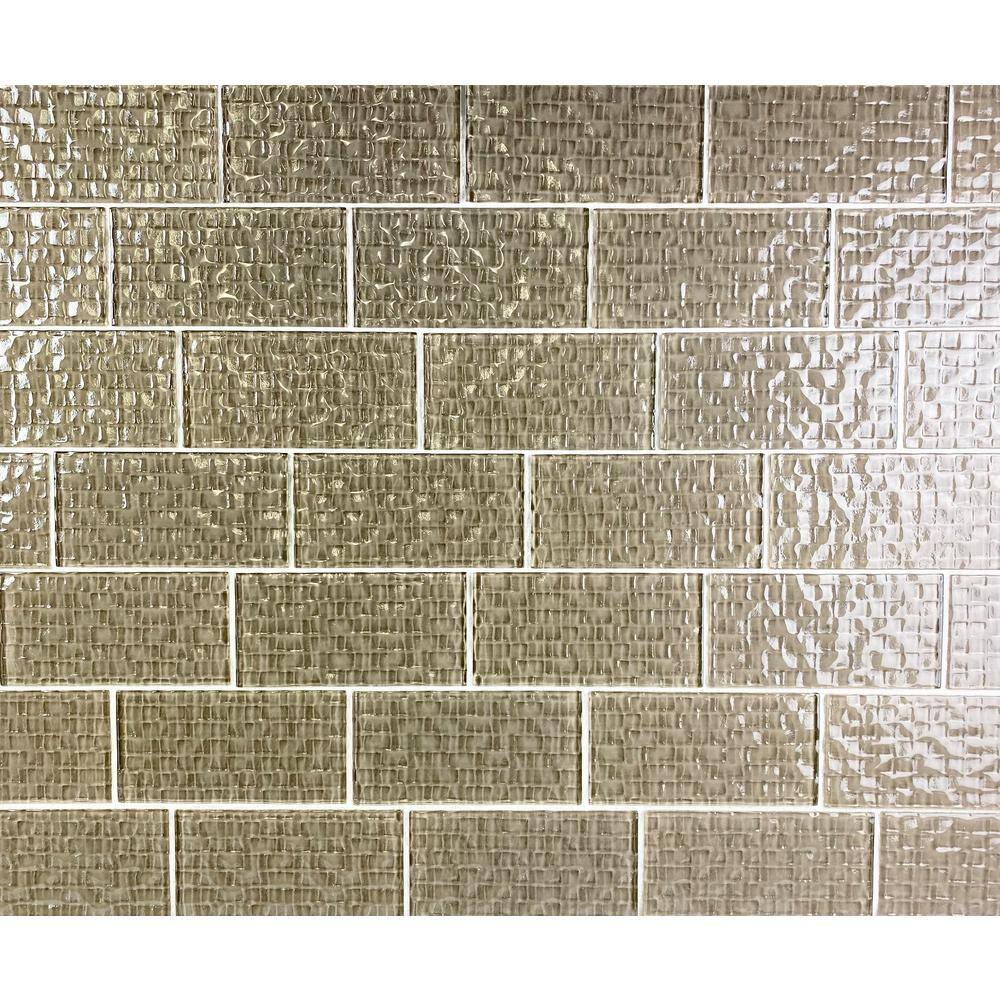 Coastal Design Glossy Olive Brown 3 in. x 6 in. Textured Glass Subway Wall Tile Sample price history on PriceWatchPro