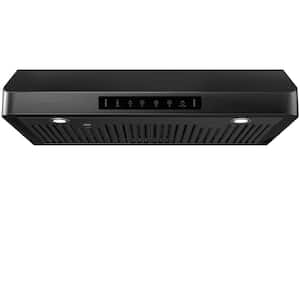 36 in. 900CFM Ducted Under Cabinet Range Hood in Black Stainless Steel 3-Speed with LED and Permanent Filters