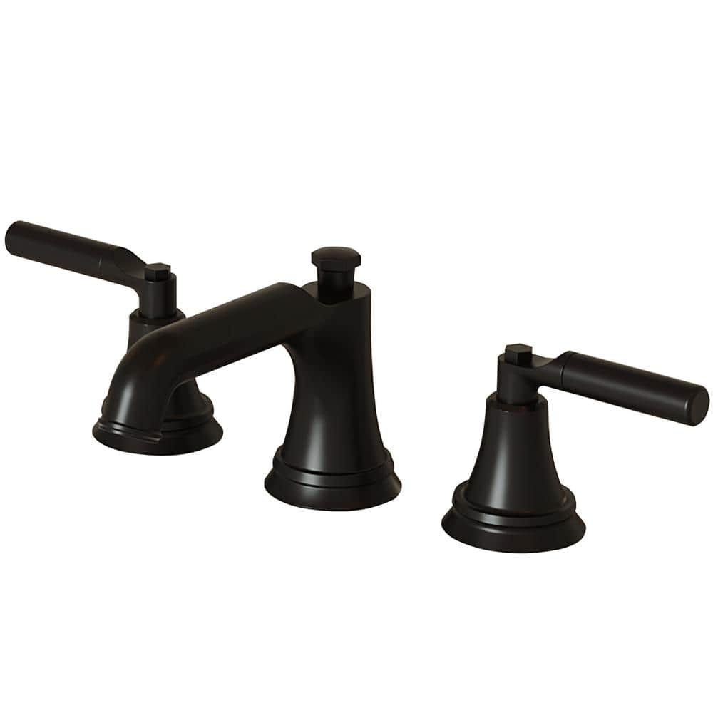 Matte Black Widespread 2-Handle Bathroom Faucet with Drain Assembly
