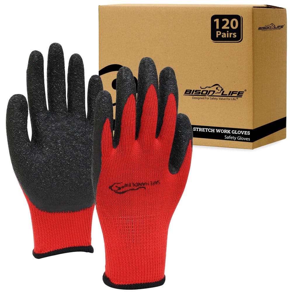 Ultra Stretch Crinkle Latex Coated Grip Work Gloves for Men and Women, One Size, Multi-purpose Use, Red (120-Pack) price history on PriceWatchPro