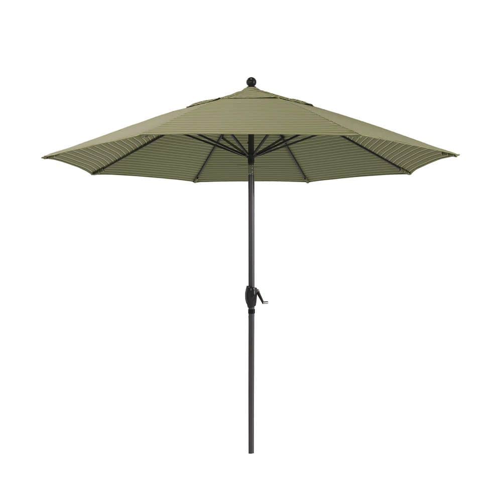 California Umbrella 9 ft. Black Aluminum Market Patio Umbrella with Push Tilt Crank Lift in Harwood Peridot Sunbrella GSPT908302-56025