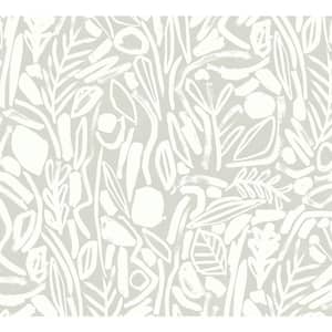 Verdure Stone Grey Painted Botanical Botanical Paper Washable Wallpaper Roll