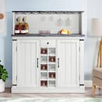 FESTIVO 47 in. Cut Off White Wood Buffet Bar Cabinet with Wine