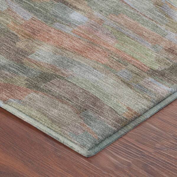 Mayfield Premium Machine Washable Abstract AMF2266 Taupe 8 ft. x 8 ft. Round Rug