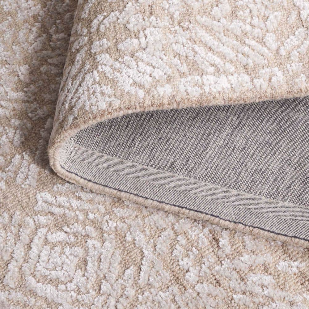 Ivory and Beige Hand-Tufted Wool Square Rug, 6'