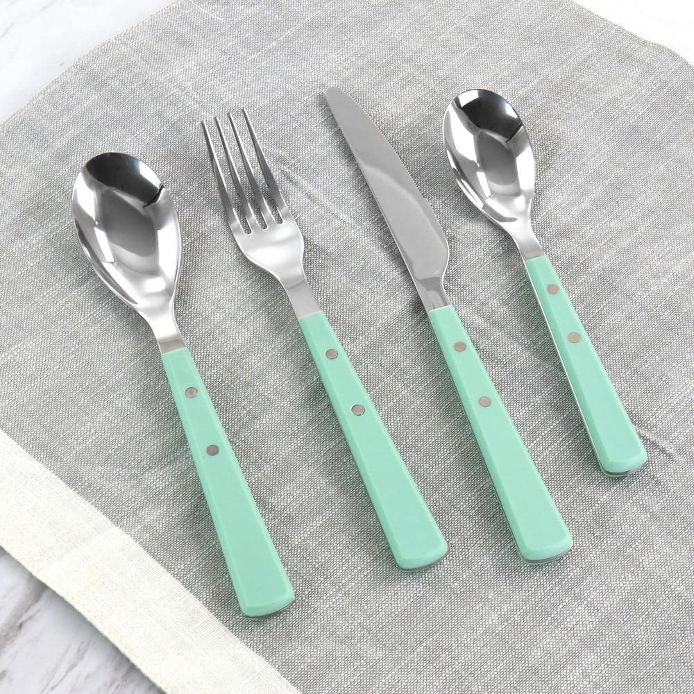 Martha Blue Stainless Steel 16-Piece Flatware Set