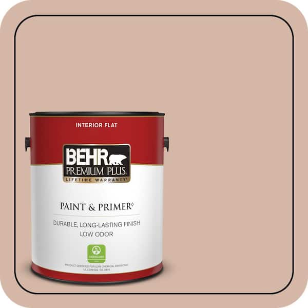 BEHR PREMIUM PLUS 1 gal. #S190-3 Sedona Pink Flat Low Odor Interior Paint & Primer