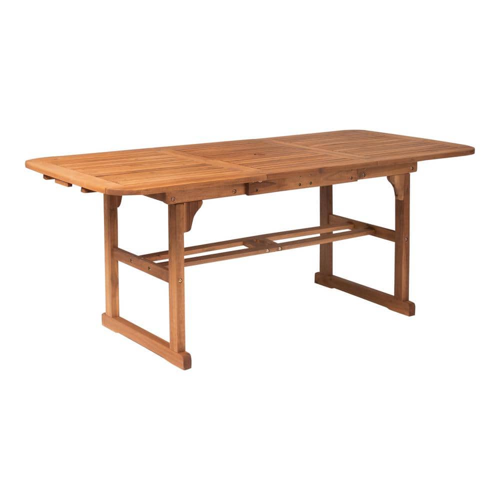 Extendable Acacia Wood Outdoor Dining Table in Natural Brown
