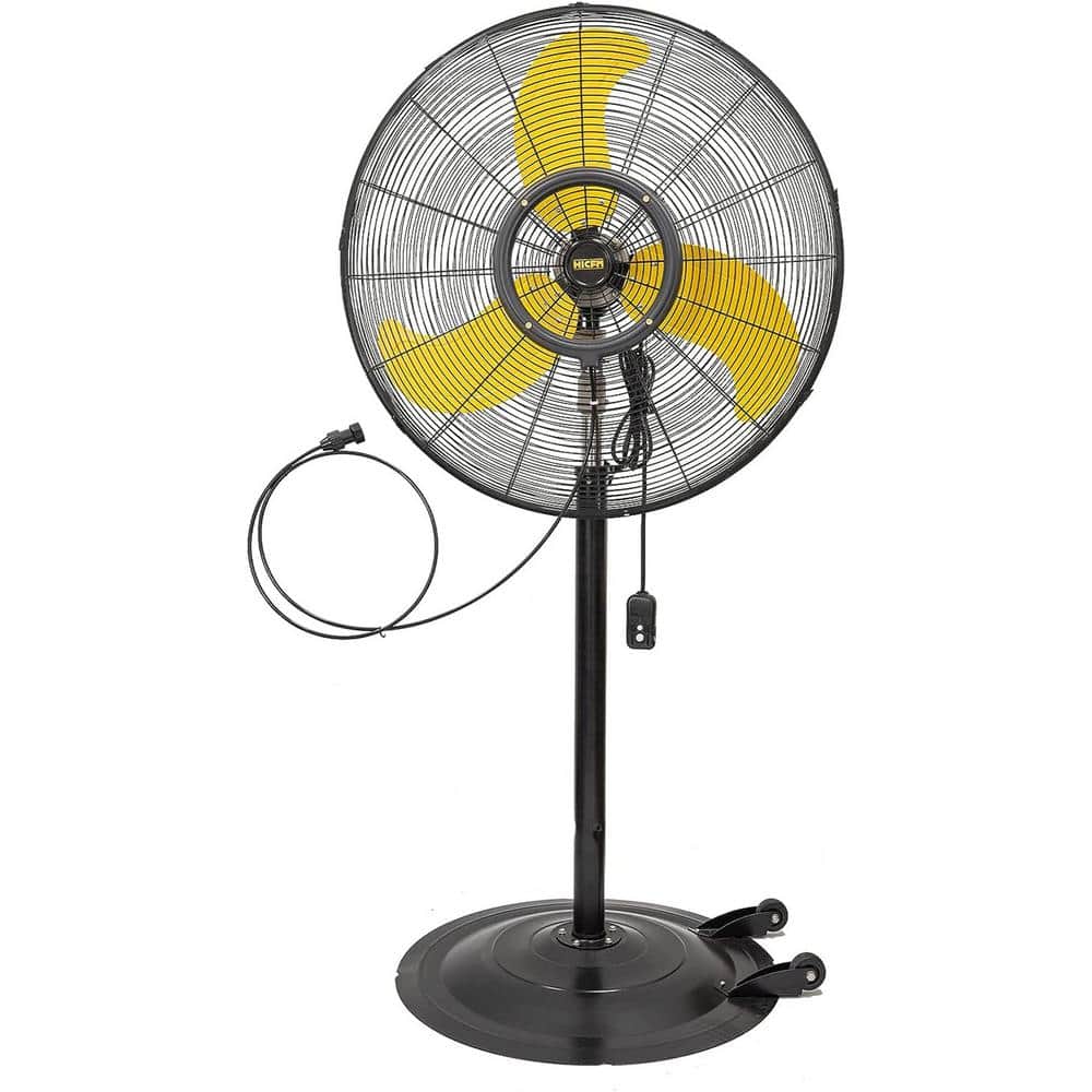 30 in. Misting Outdoor Oscillating Pedestal Fan in Yellow with 3 Speeds, 1/