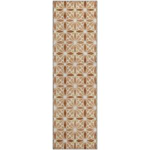 Mayfield Premium Machine Washable Abstract AMF2469 Copper 2 ft. x 7 ft. Runner Rug