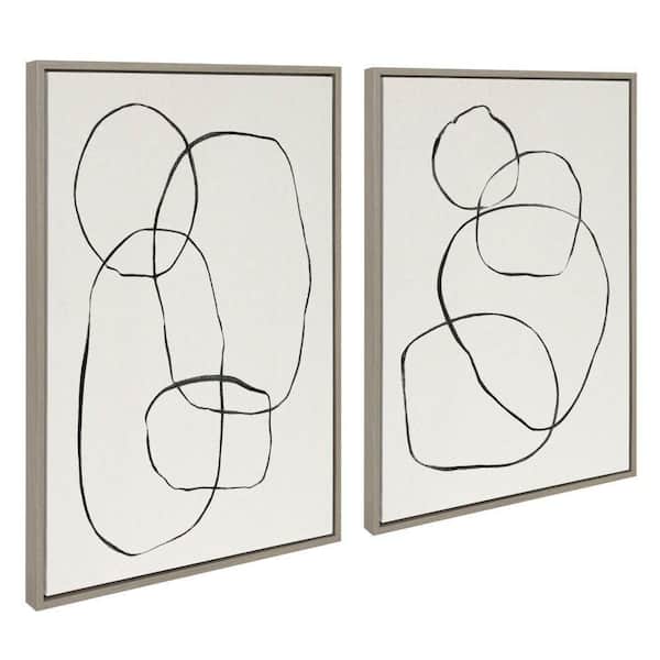 Kate and Laurel Sylvie Modern Circles by Teju Reval of SnazzyHues 2 Piece Framed Art Print 23 in. x 33 in.